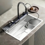 Pia de Cozinha Gourmet Retangular de Inox 304 com Torneira Digital e LED 80x45cm