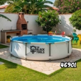 Piscina Estruturada Redonda Circular Aço Pvc Cinza 4690l 76x300cm Fácil De Montar Tbt-002 The Black Tools
