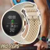 Polar Pacer Pro Champagne e Dourado – Relógio com GPS avançado, Design ultraleve e botões aderentes, Programas de treino e recuperação, Monitor de FC, Contraste de tela aprimorado, Controles de música