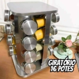 Porta Temperos Condimentos 16 Potes Giratorio Quadrado Inox Alira Home