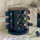 Porta temperos e Condimentos Giratório Com 9 Potes de vidro Preto – Belakaza
