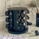 Porta temperos e Condimentos Giratório Com 9 Potes de vidro Preto – Belakaza