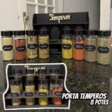 Porta Temperos E Condimentos Luxo 8 Potes Mais Etiquetas