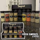 Porta Temperos E Condimentos Luxo 8 Potes Mais Etiquetas