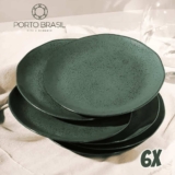 Porto Brasil Conjunto com 6 Pratos de Sobremesa Orgânico Arauco 19,5cm