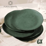 Porto Brasil Conjunto com 6 Pratos de Sobremesa Orgânico Arauco 19,5cm