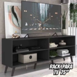 Rack para TV 75″ Retrô Jazz Multimóveis MP1017 Preto
