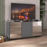 Rack TV até 32 Polegadas com Espelhos 3 Portas Multimóveis MP1079 Cor Grafite/preto