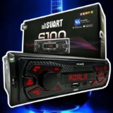 Rádio Som Automotivo MP3 Bluetooth USB Display Led Vermelho S100 Svart Tech One