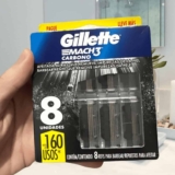 Refils Para Barbear Gillette Mach3 Carbono Carga para Aparelho de Barbear com Carvão Ativado 8 Uds