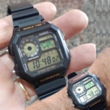 Relógio Casio Masculino AE-1200WH-1B Mundial Quadrado 5 Alarmes Cor da correia Preto