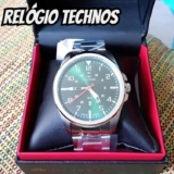 Relógio de Pulso Technos Masculino 2115MYS/1V com pulseira de aço inoxidável – fundo verde