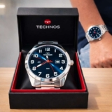 Relógio Masculino Technos Militar Prova D’água Cor Do Bisel Prateado Calendário 2115tyn/1a