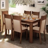 Sala De Jantar Madesa Jaíne Mesa Tampo De Madeira 6 Cadeiras Cor Rustic Crema Pérola 044905ZXTPER