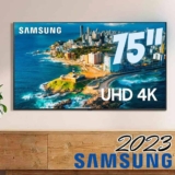 Samsung Smart TV 75″ UHD 4K 75CU7700 2023, Processador Crystal 4K, Gaming Hub, Visual Livre de Cabos