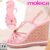 Sandália Anabela MOLECA Friso Pedraria Feminina – Rosa  33 até 38