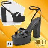 Sandália Meia Pata Couro Santa Lolla Salto Bloco Feminina