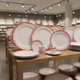 Serviço de Jantar e Café 20 Peças em Porcelana, Decoração Névoa Vermelho, Porcelana Schmidt