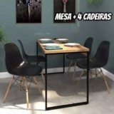 Set Mesa 120×60+ 4 Cadeiras Eames P/ Sala De Jantar Vintage