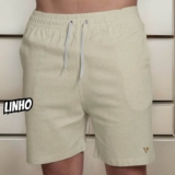 Short Bermuda Praia Linho Mauricinho Masculino Verão Voker