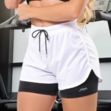 Short Duplo Compreensão Fitness Bermuda Academia Feminino