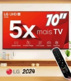 Smart TV 4K 70″ LG UHD 70UT8050 Processador α5 Ger7 AI Alexa/Chromecast integrado Otimizador de Jogos webOS 24 Controle Smart Magic