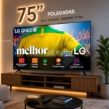 Smart TV 4K 75″ LG QNED73 Portal de Games Processador AI α7 Ger8 4K Super Upscaling Google Cast Integrado Controle AI Magic WebOS 25 Modo Esportes Alerta de Esportes