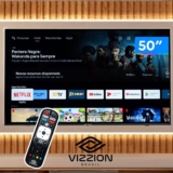 Smart TV 50” 4K DLED Rig Vizzion BR50GUA IPS – Android Wi-Fi Google Assistente 3 HDMI 2 USB