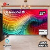 Smart TV 55″ 4K LCD LED NanoCel LG 55NANO80TSA AI Processor Wi-Fi e Bluetooth 3 HDMI 2 USB