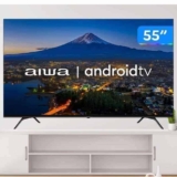 Smart TV 55” 4K Ultra HD D-LED Aiwa IPS Android – Wi-Fi Bluetooth Google Assistente 4 HDMI 2 USB AWS-TV-55-BL-01-A
