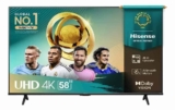 Hisense Smart TV 4K 58 Polegadas 58A6NV com Dolby Vision, HDR10, HLG, Dolby Gaming, Film Maker, DTS Virtual X, Compatibilidade Alexa e Google Home
