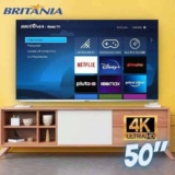 Smart TV Britânia 50 Polegadas BTV50G7PR2CSBL 4K UHD LED Dolby Audio Roku TV