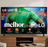 Smart TV LG UHD AI UA85 86 polegadas HDR10 Pro Processador α7 AI Ger 8 webOS 25