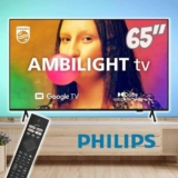 Smart TV Philips Ambilight 65″ 4K 65PUG7908/79, Google TV, Comando de Voz, Dolby Vision/Atmos, VRR/ALLM, Bluetooth