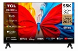 Smart TV TCL 32 Polegadas HD QLED S5K WiFi Bluetooth Google TV 2 HDMI HDR10 Dolby Audio 32S5K