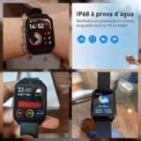 Smartwatch 1.69‘’ Tela Full Touch Colorida, IP68 à Prova d’água e com Monitor de Frequência Cardíaca, Tranya