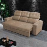 Sofá Retrátil e Reclinável 3 Lugares Veludo San Diego Phormatta