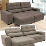 Sofá Retrátil Reclinável 3 Lugares Suede Brunello Linoforte