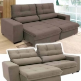 Sofá Retrátil Reclinável 3 Lugares Suede Brunello Linoforte
