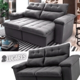 Sofá Retrátil/reclinável King House Verona 1,50m Velut Cinza C/ Molas