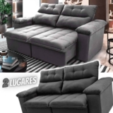 Sofá Retrátil/reclinável King House Verona 1,50m Velut Cinza C/ Molas