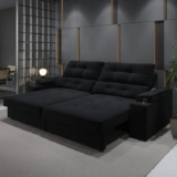 Sofá Santiago 2,30m (L) com Carregador USB e Porta Copos Retrátil e Reclinável – Cialar