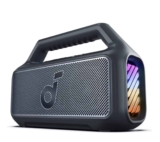 soundcore Boom 2 da Anker, alto-falante 80W, Subwoofer, BassUp 2.0, 24H, IPX7 à Prova d’Água, Flutuante, Luzes RGB, USB-C, Equalizador Personalizado, Bluetooth 5.3, Portátil para Camping e Praia