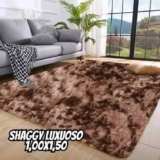 Tapete Sala Quarto 1,00×1,50 Shaggy Luxuoso Peludo Fofinho Tabaco Mesclado Casa Laura Enxovais