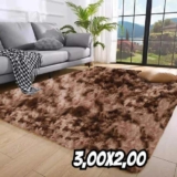 Tapete Sala Quarto 3,00×2,00 Shaggy Luxuoso Peludo Fofinho Tabaco Mesclado Casa Laura Enxovais