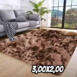 Tapete Sala Quarto 3,00×2,00 Shaggy Luxuoso Peludo Fofinho Tabaco Mesclado Casa Laura Enxovais