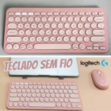 Teclado sem fio Logitech Pebble Keys 2 K380s com Conexão Bluetooth Easy-Switch e Pilha Inclusa – Compatível com PC, Mac, Chrome OS, Android, iOS e Apple TV, Layout US – Rosa