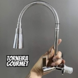 Torneira Gourmet Cozinha Parede Pia Flexível 2 Jatos Abs