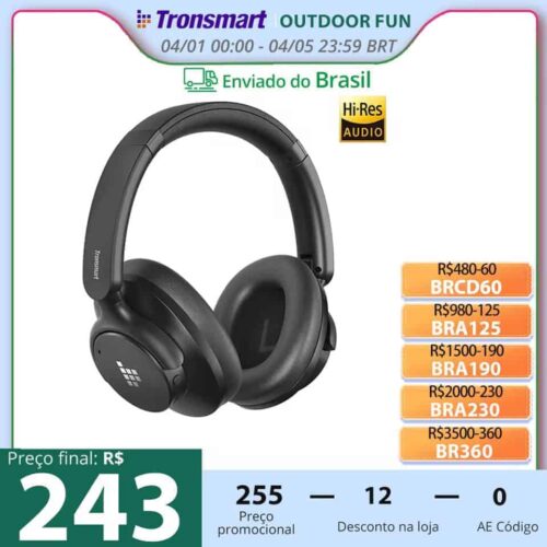 Fone wireless sem fio Tronsmart Sounfii Q20S Bluetooth Headphones Headset com cancelamento de ruído ativo híbrido