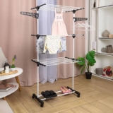 Varal De Chão Epsilon Varal De Roupas 3 Andares Dobrável Grande C/ 4 Rodas Cor Cinza